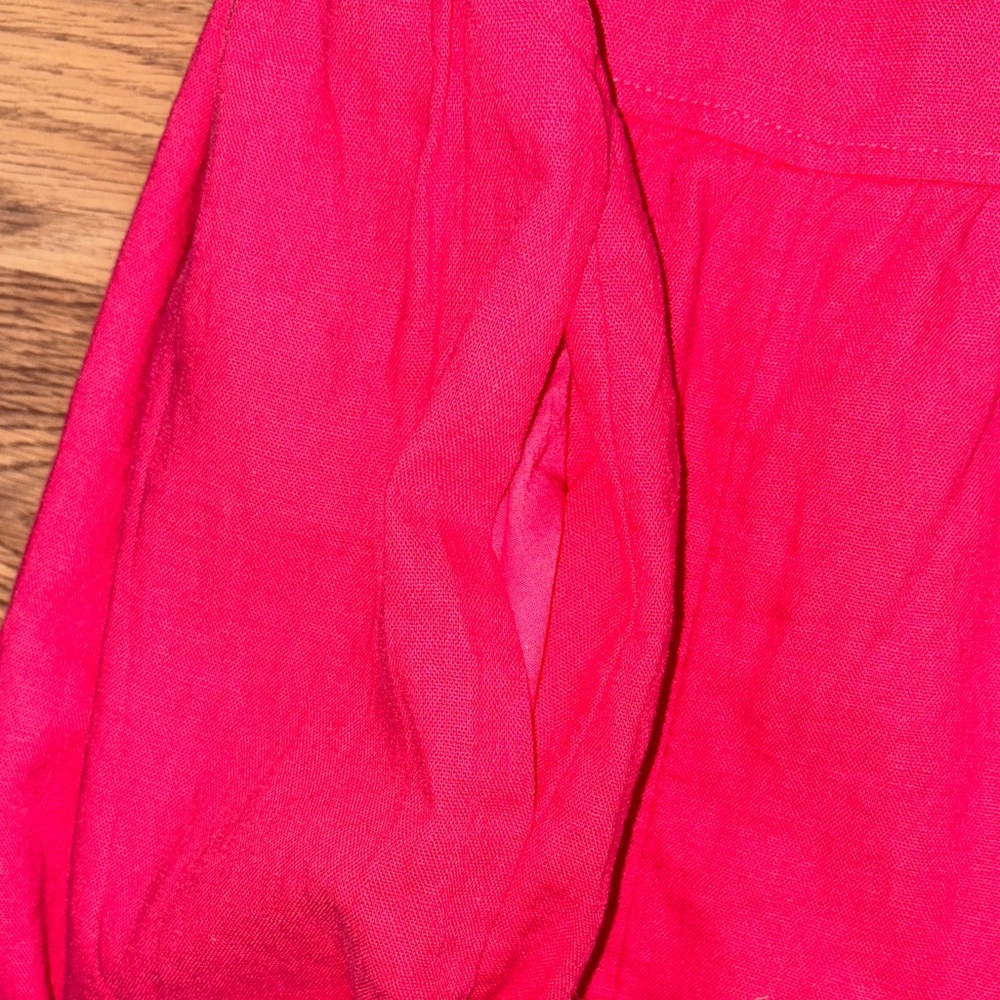 Women's Pink babydoll v neck dress with pockets - Picture 7 of 9